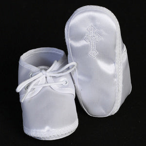Boys satin shoes with embroidered cross Bt-21