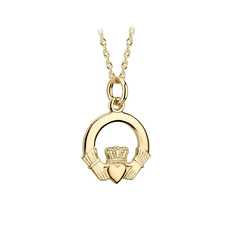 10K GOLD SMALL CLADDAGH PENDANT S4276