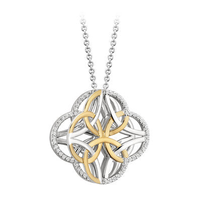 S/S & GP CZ CELTIC KNOT PENDANT(BOXED)