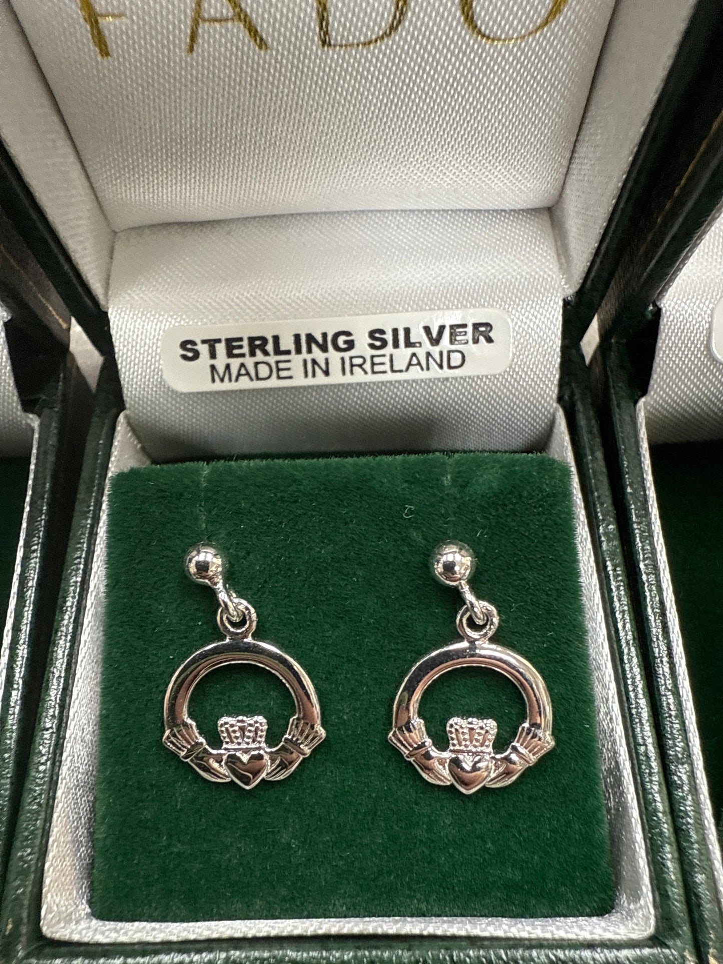 Silver Claddagh Drop Earrings D100 D101 D102