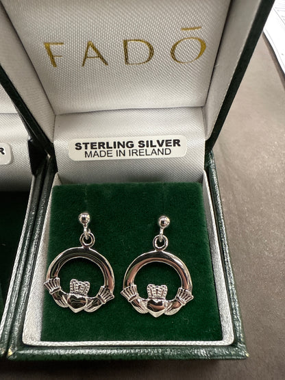 Silver Claddagh Drop Earrings D100 D101 D102