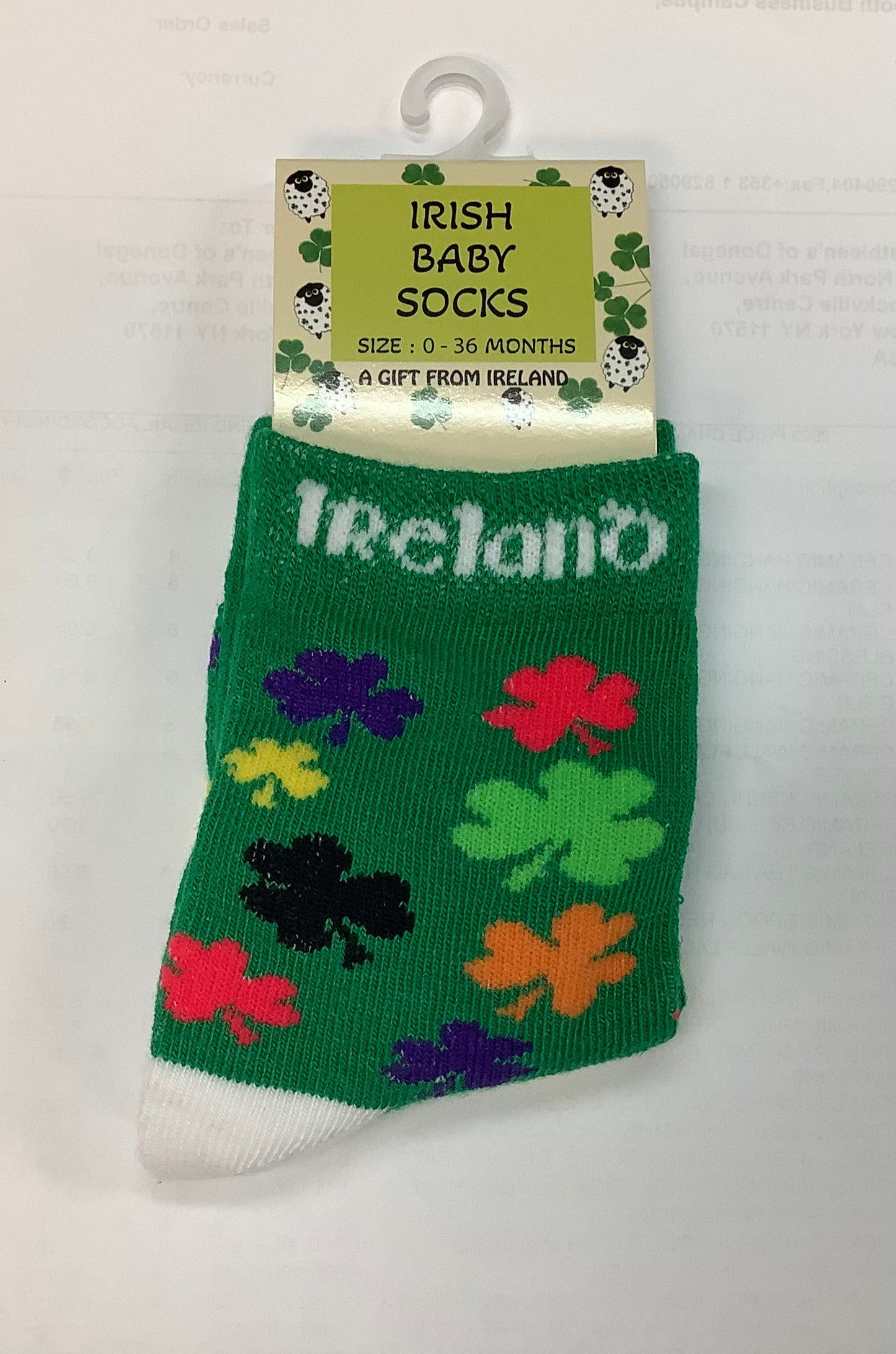 Irish Baby Socks Colorful Shamrocks