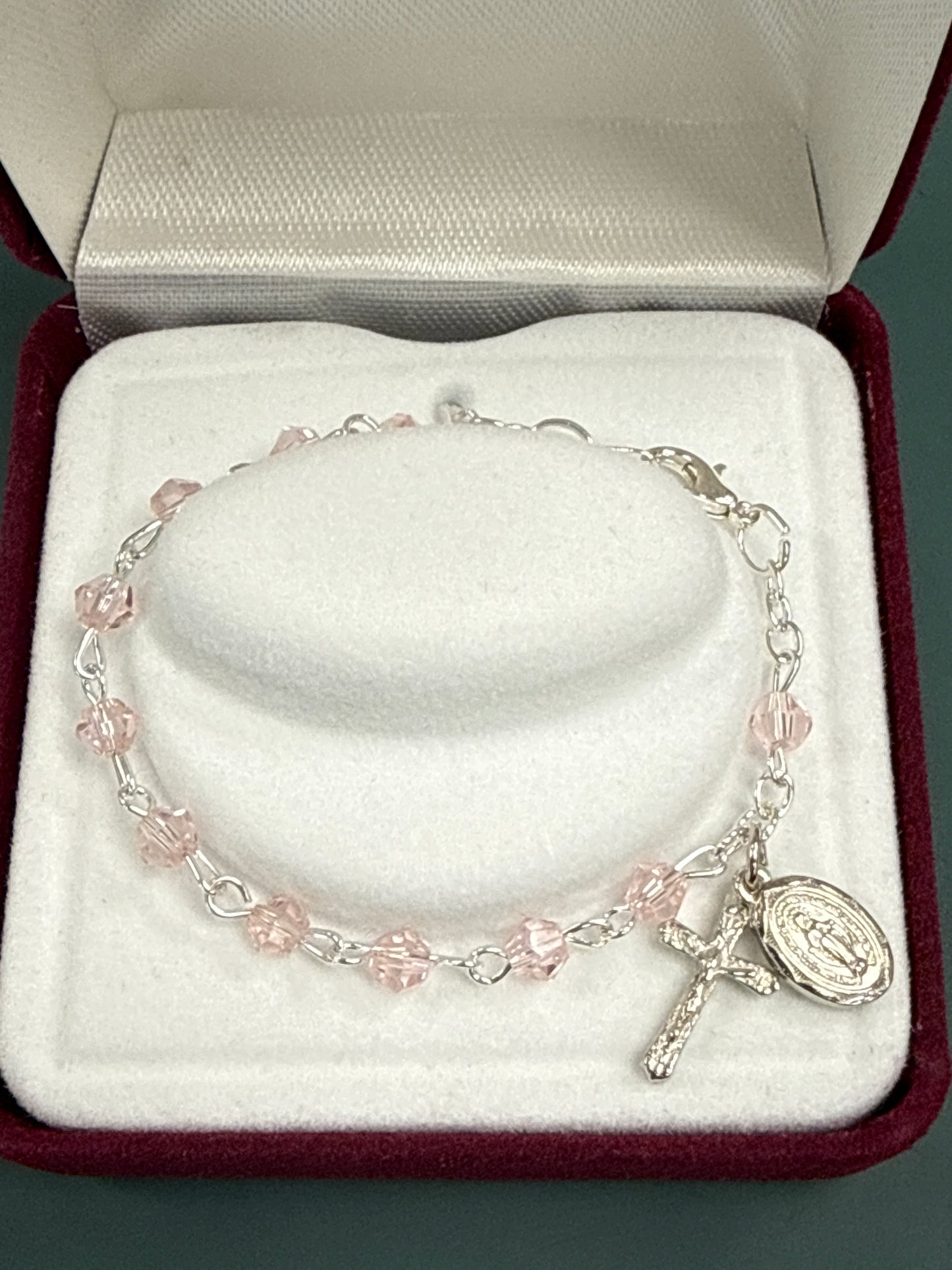 Baby Rosary Bracelet Light Pink BR16