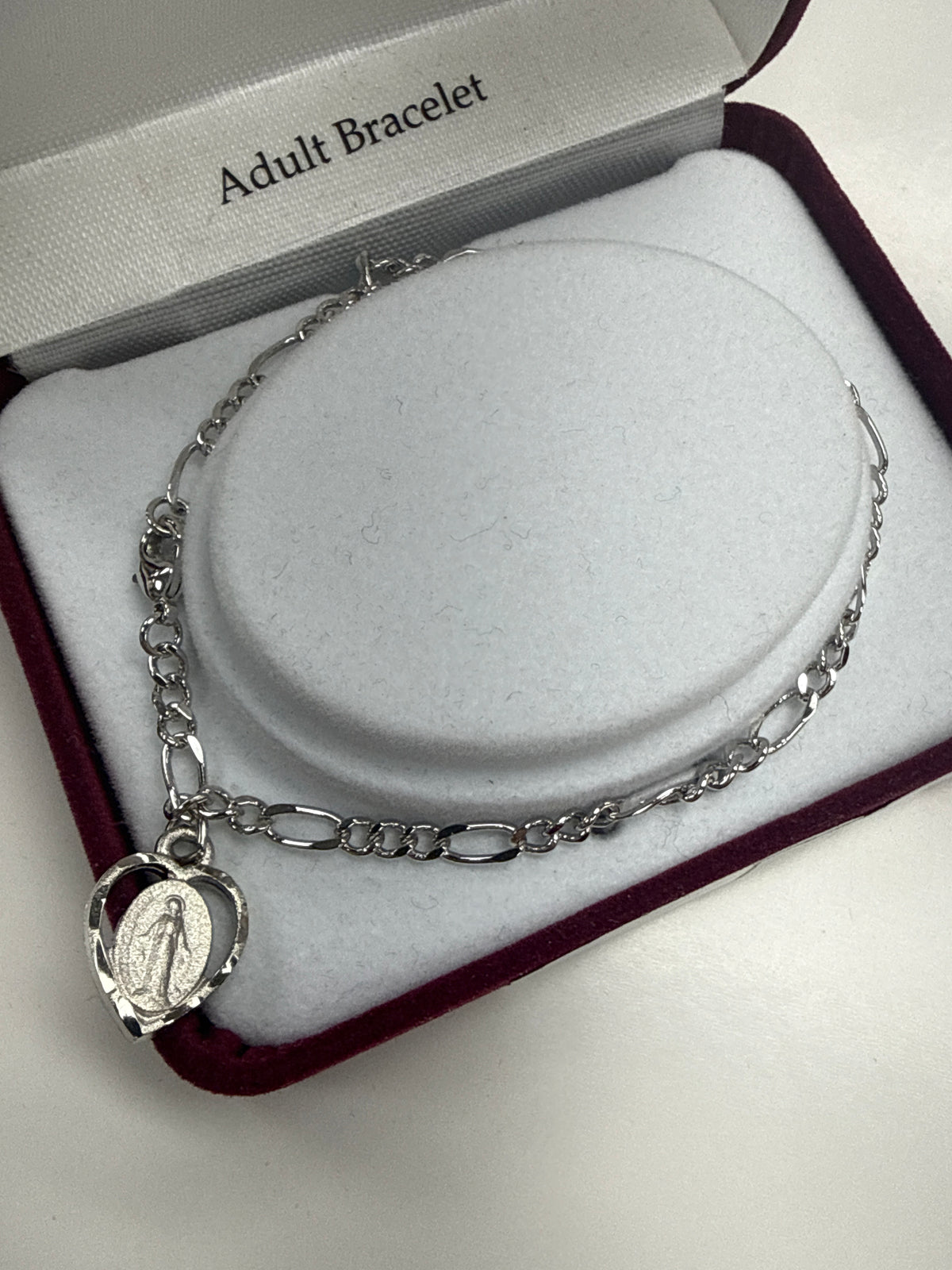 Rhodium Miraculous Medal Bracelet BR97