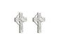 Rhodium Plated Celtic Cross Earrings w/ Pearl Detail In Middle