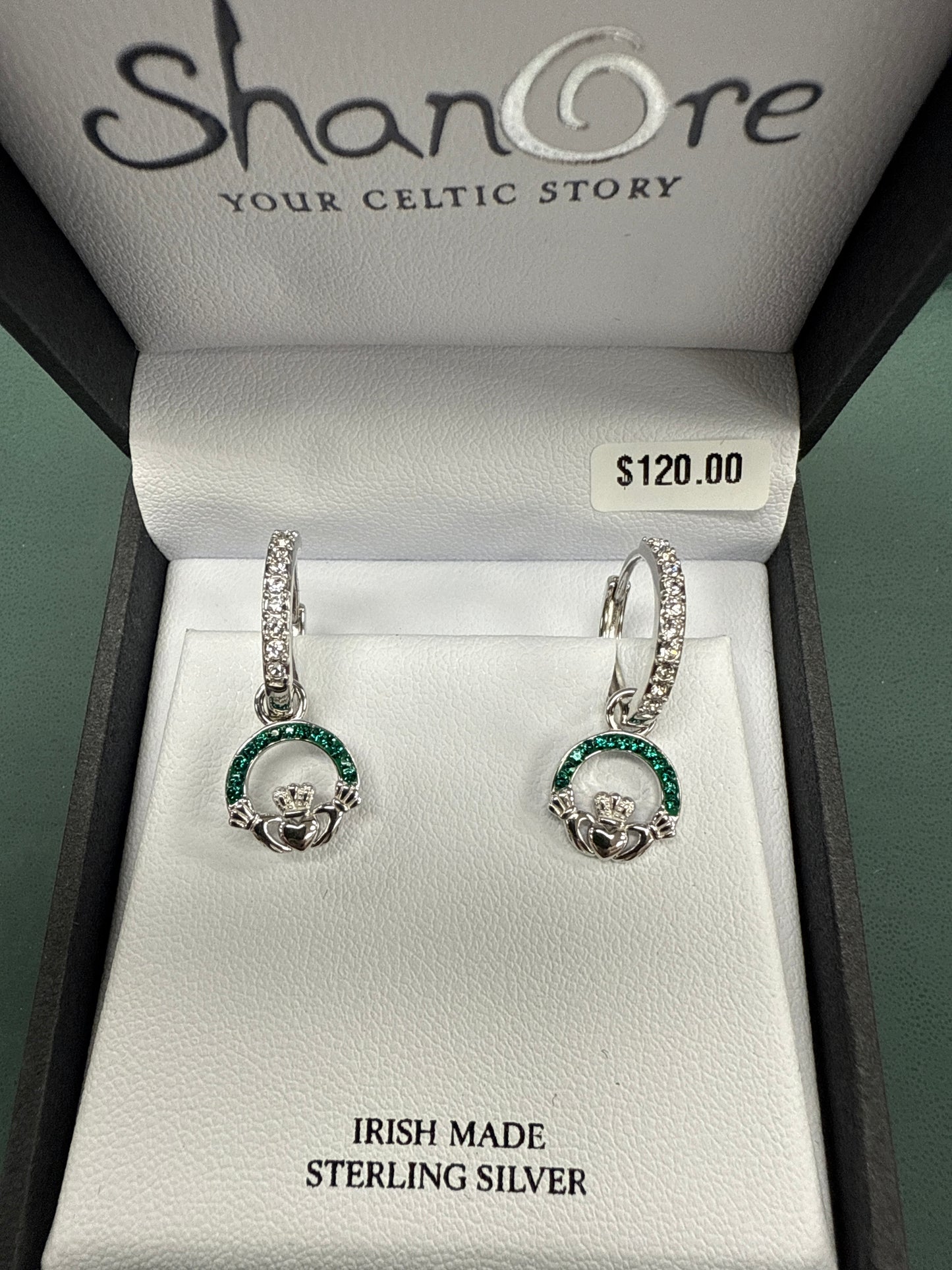 Sterling silver hoops with claddagh earrings SW259