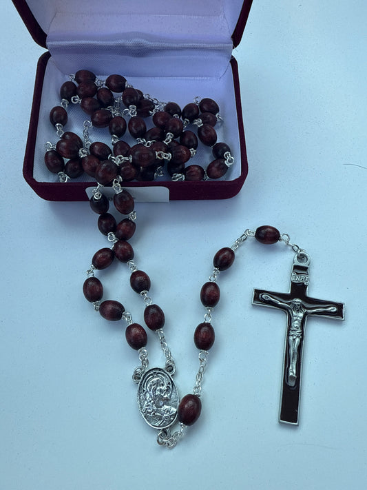 6x8mm Brown wood Rosary 537D