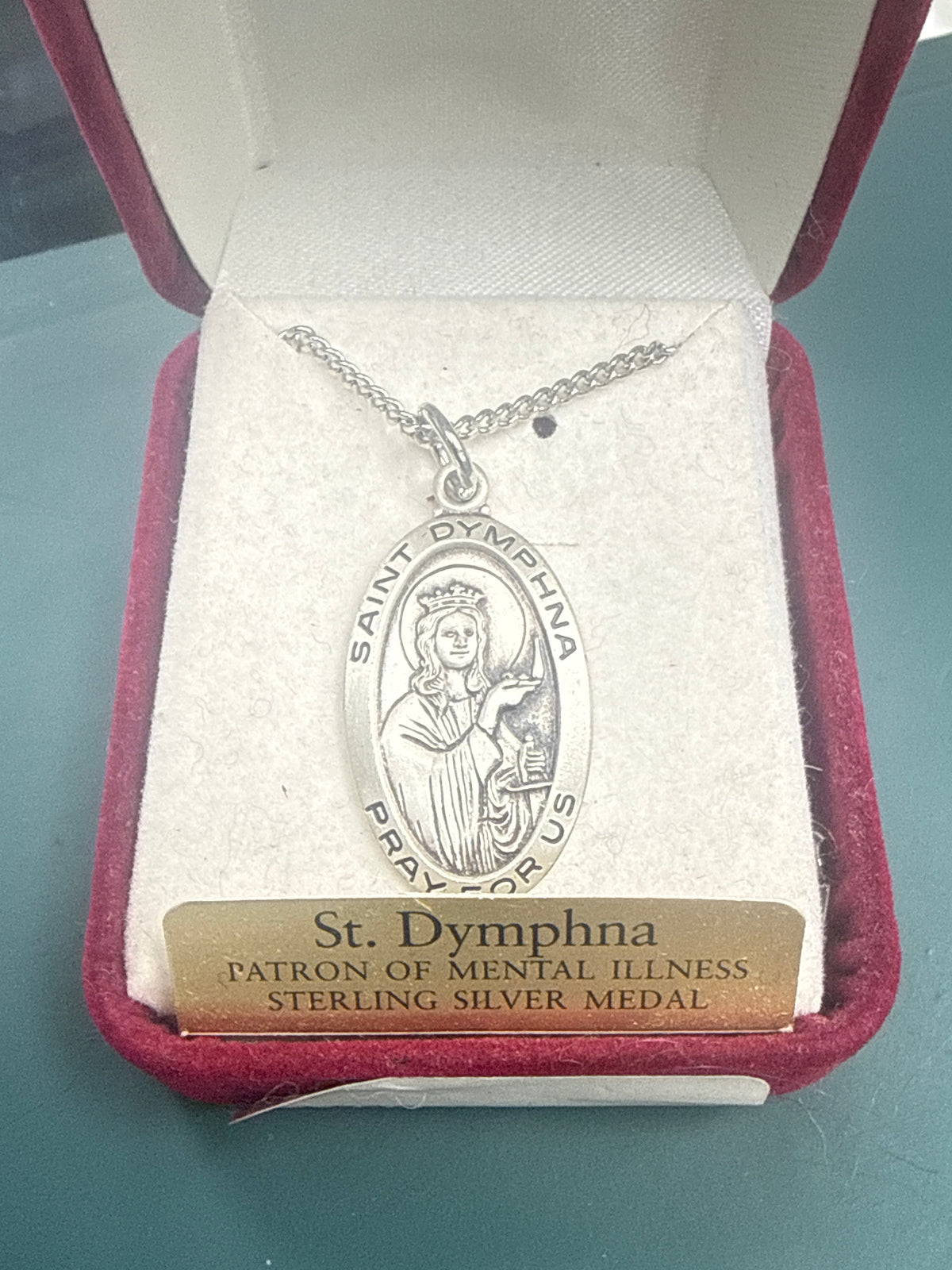 St. Dymphna sterling silver medal