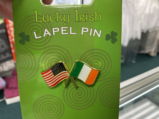 Dual flag lapel pin American / Irish flags