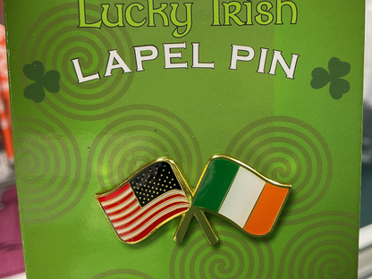 Dual flag lapel pin American / Irish flags
