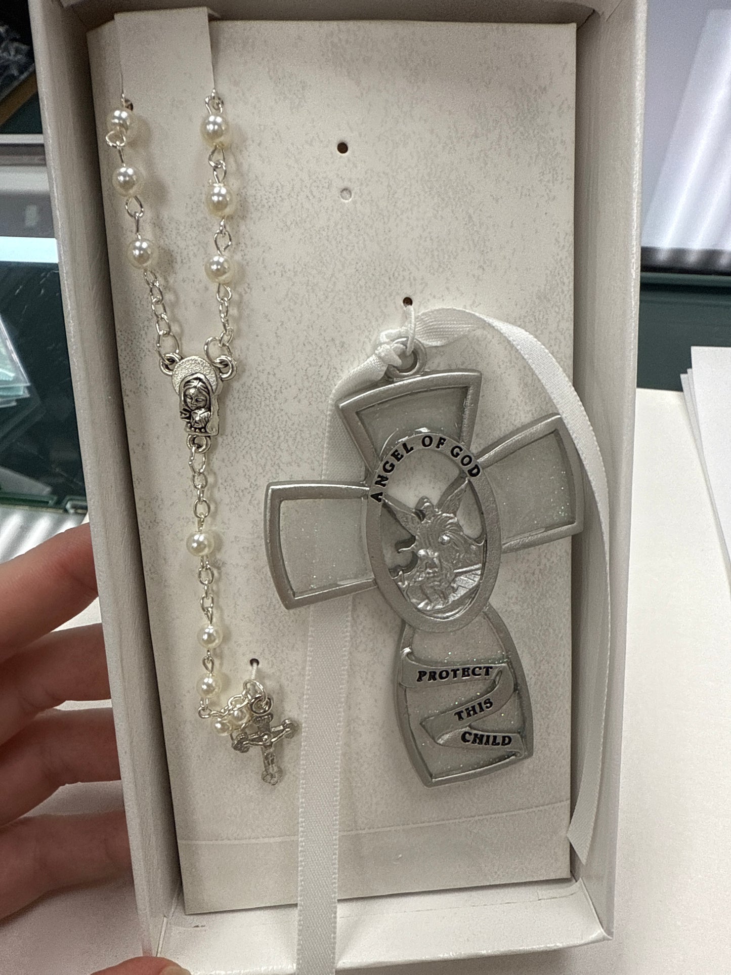 Crib Medal with Rosary Set