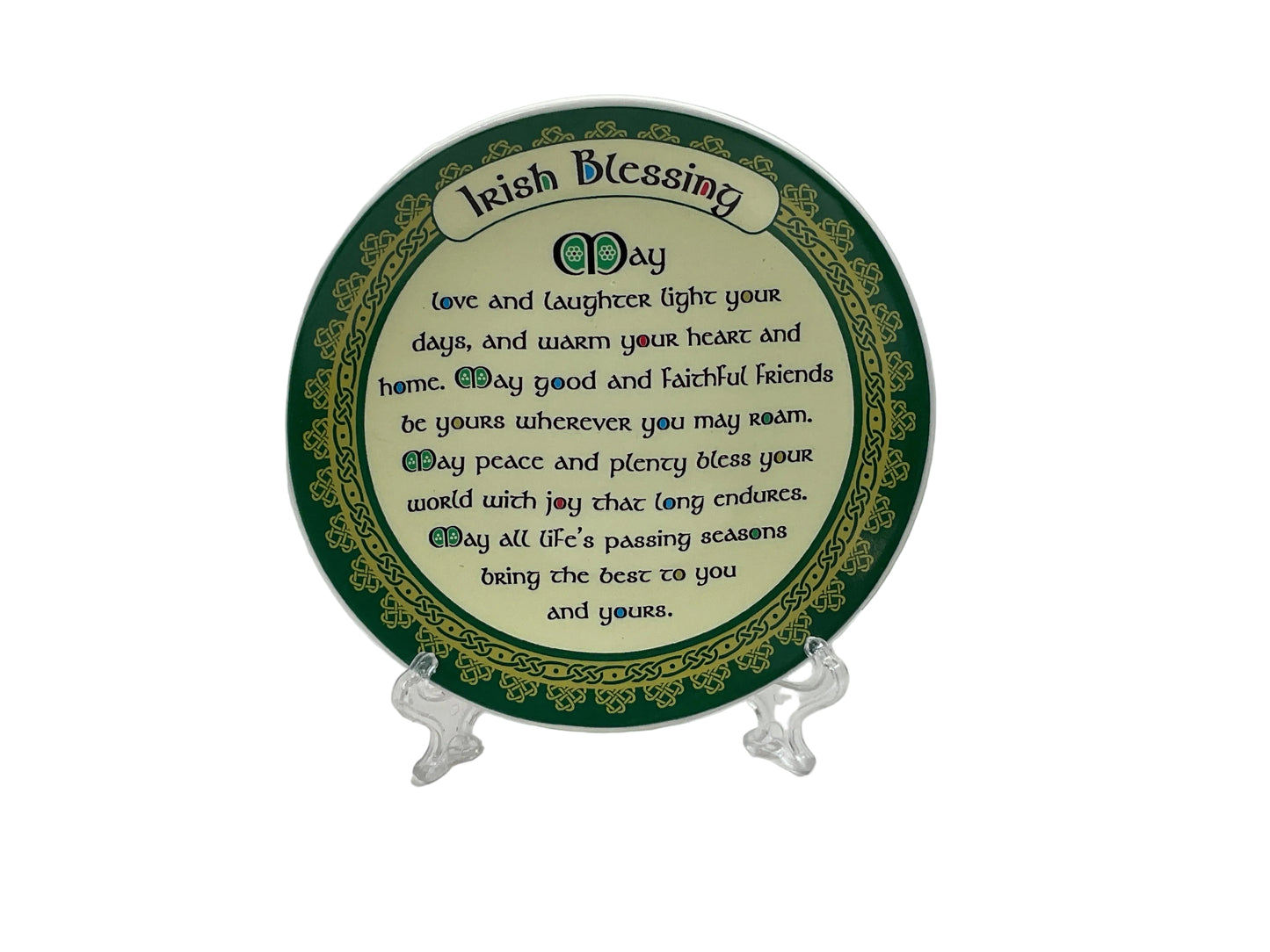 Shamrock Spiral 4” Irish Blessing Plate