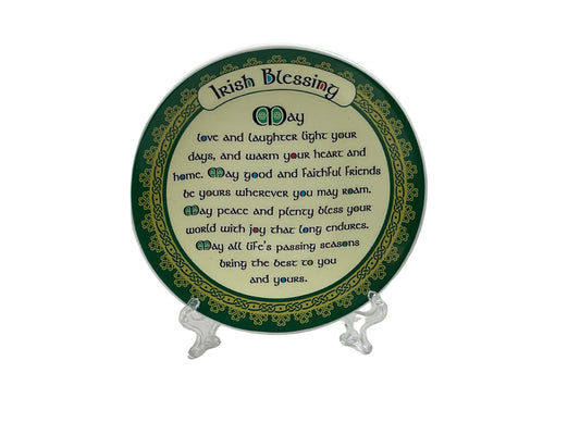 Shamrock Spiral 4” Irish Blessing Plate