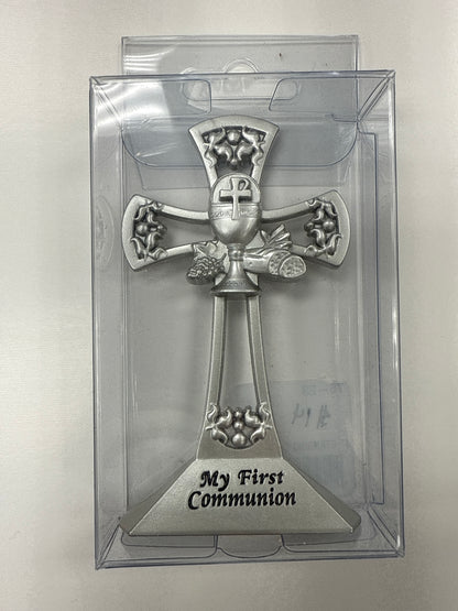 4” pewter standing “My first communion” cross 75-23