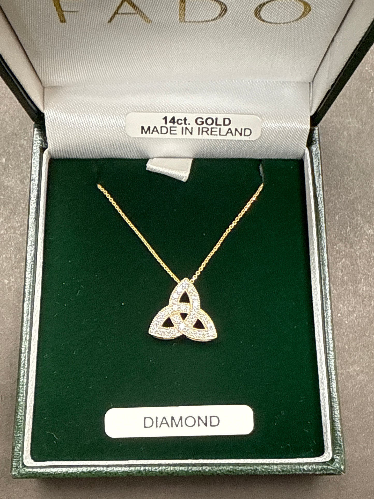 14K Diamond Gold Trinity Knot Pendant P115D