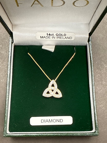 14K Diamond Gold Trinity Knot Pendant P115D