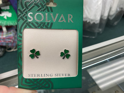 STERLING SILVER GREEN ENAMEL SHAMROCK STUD EARRINGS
SKU: S3147