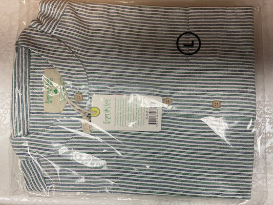 Traditional Irish Grandfather Shirt SL1431 green and blue stripes