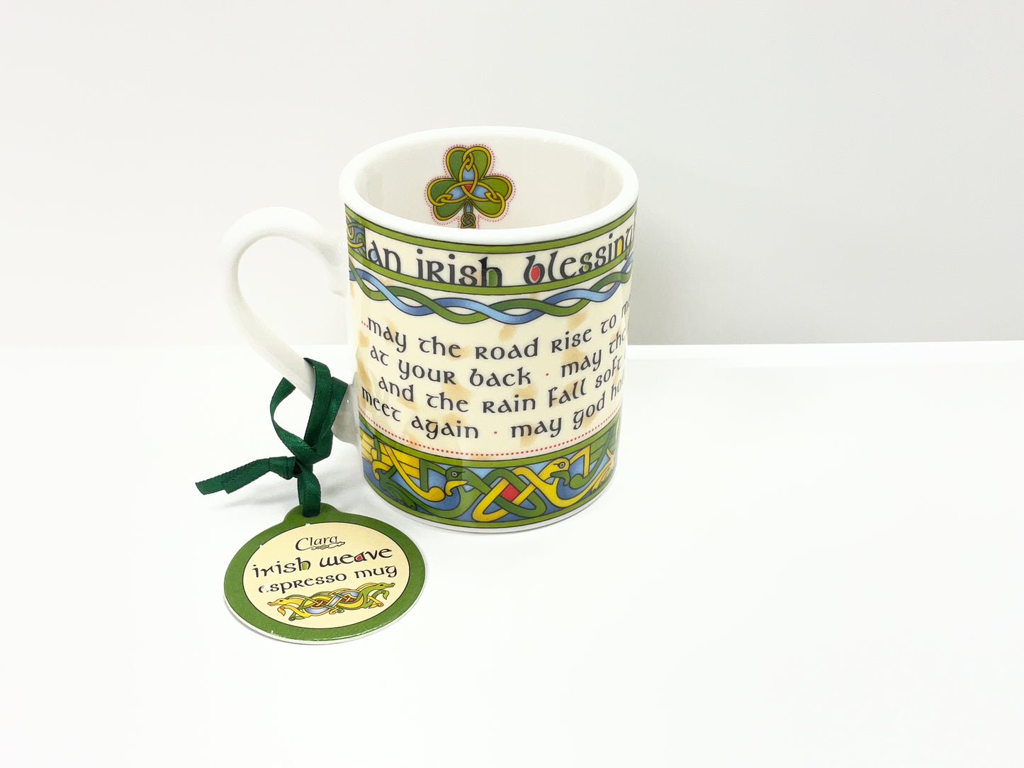 Irish Weave Espresso Mug with Irish blessing