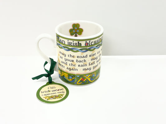 Irish Weave Espresso Mug with Irish blessing