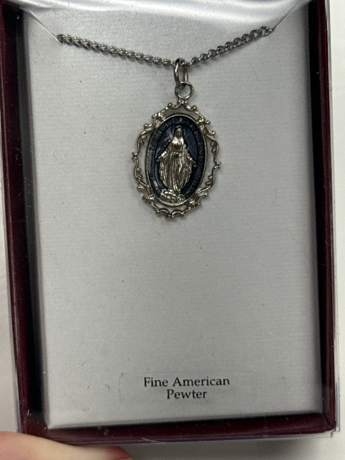 18” Chain Pewter Miraculous Medal RC635