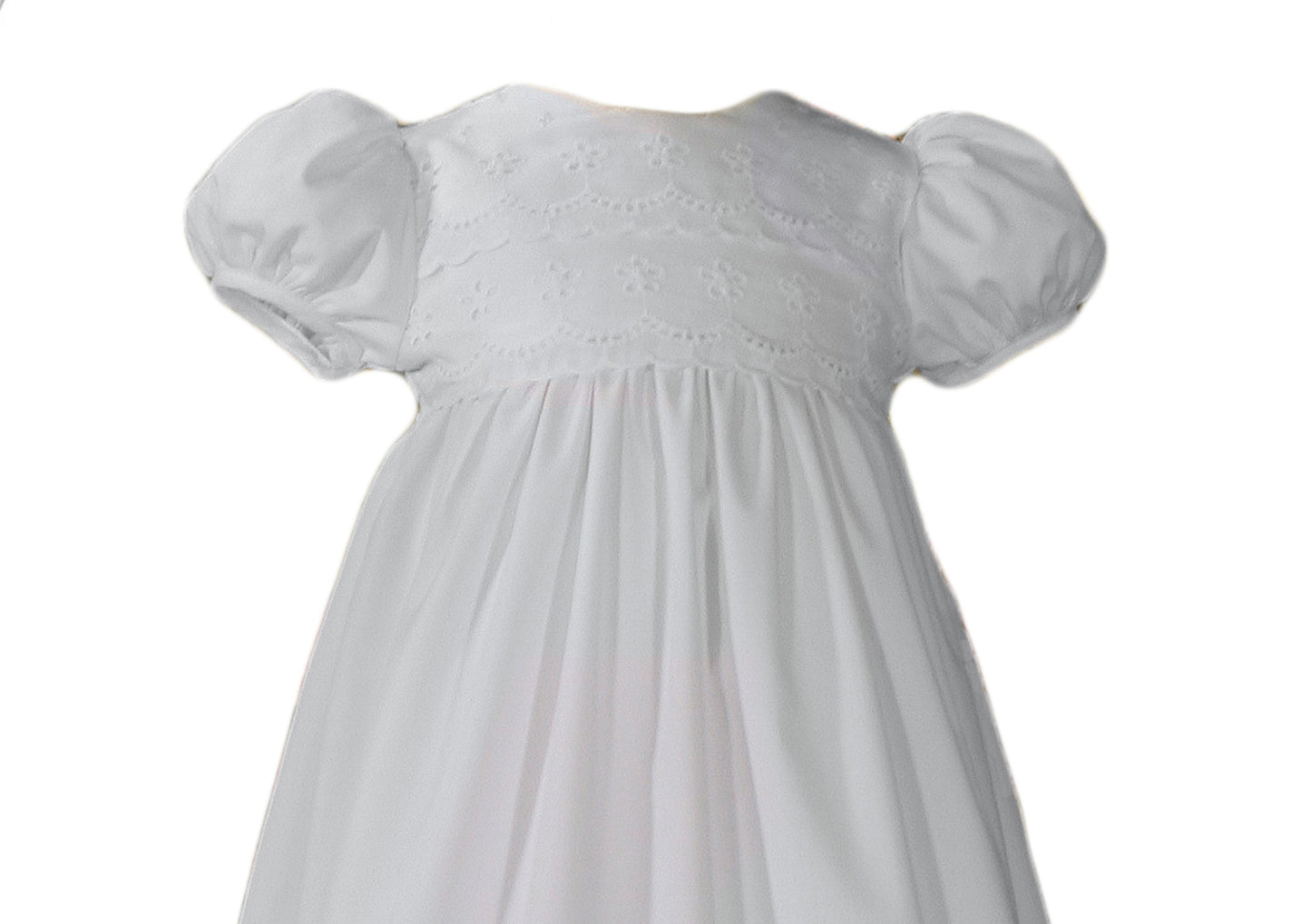 Girls White Cotton Christening Baptism Gown with Lace Border and Bonnet BJ24GS