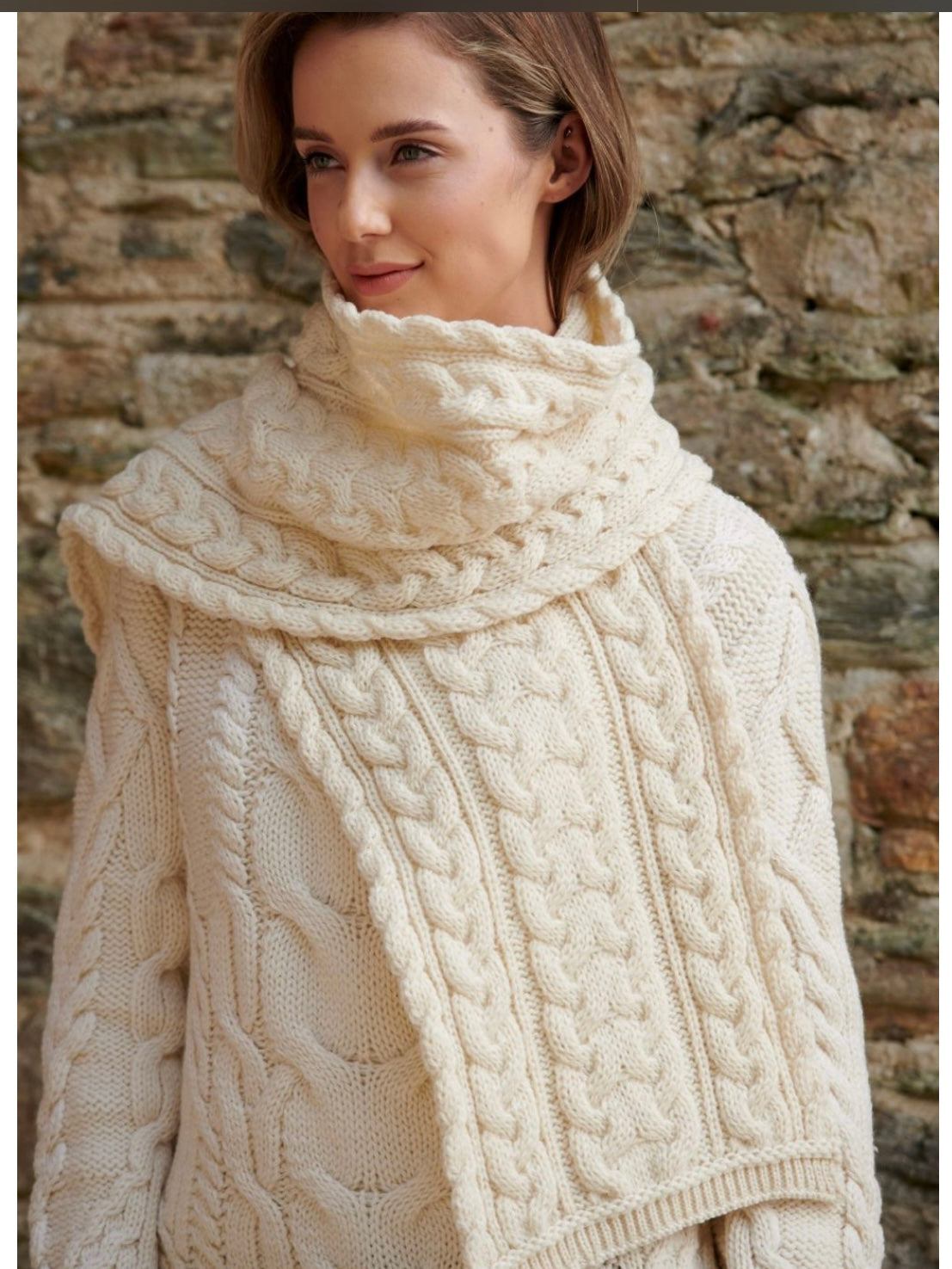 CHUNKY CABLE KNIT SCARF X4855 Natural