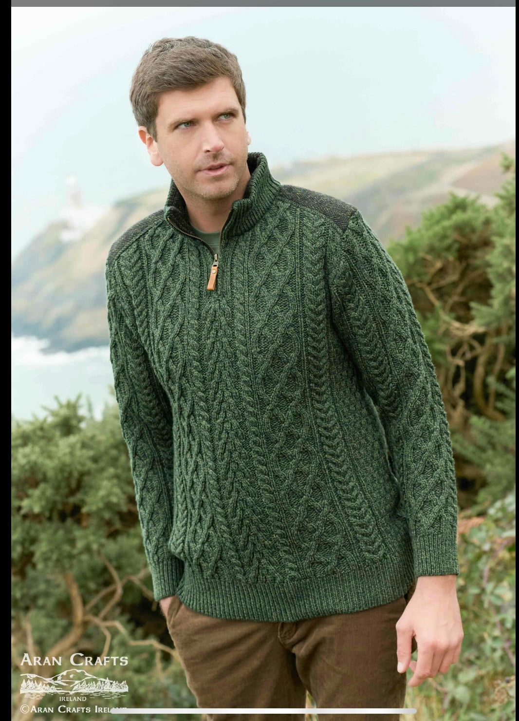 CURRACLOE HALF ZIP SWEATER WITH TWEED PATCH T44