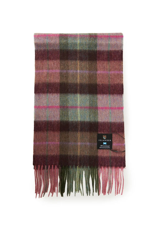 Large Lambswool Scarf- Pink Green Tartan