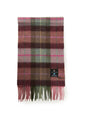 Large Lambswool Scarf- Pink Green Tartan