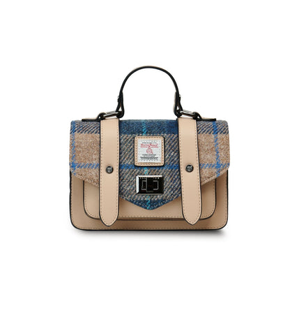 The Mini Satchel - Navy Beige Tartan