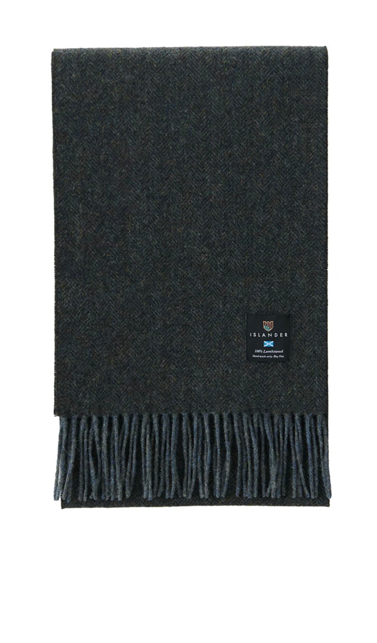 Lambswool Scarf- Black and Grey herringbone