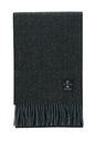 Lambswool Scarf- Black and Grey herringbone