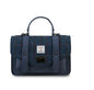 Leather Medium Satchel- Navy Overcheck