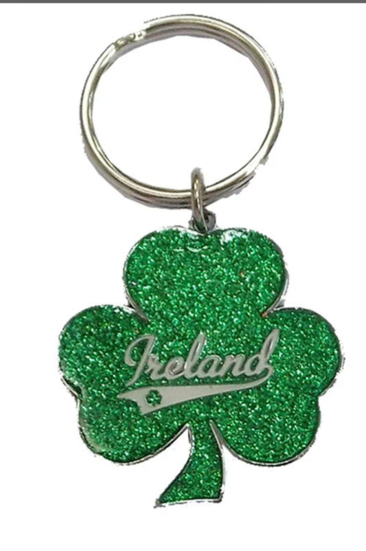 KR07 Ireland Shamrock Glitter Keyring