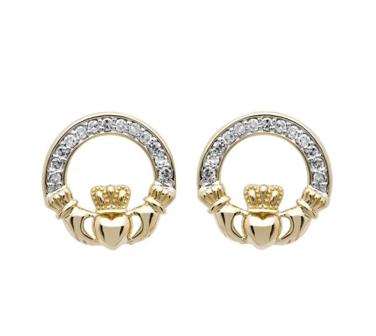 14K Gold Diamond Set Claddagh Stud Earrings

SKU: 14E662