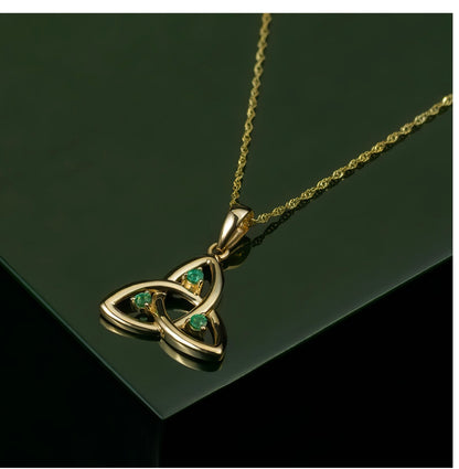 10K GOLD EMERALD TRINITY KNOT PENDANT S45717