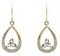 A pair of gold 10K pave set trinity knot earrings with diamonds.