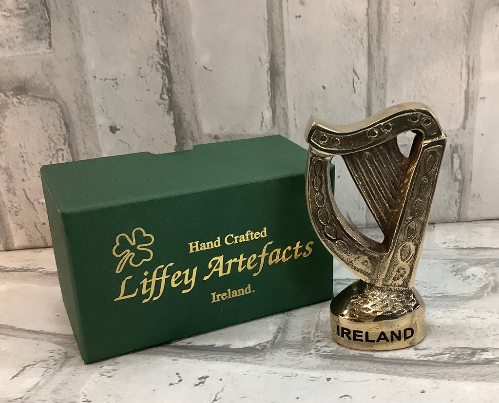 Brass Paper Weight Irish Harp