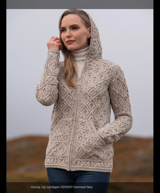 SKELLIG ZIP CARDIGAN WITH HOOD HD5001 OATMEAL