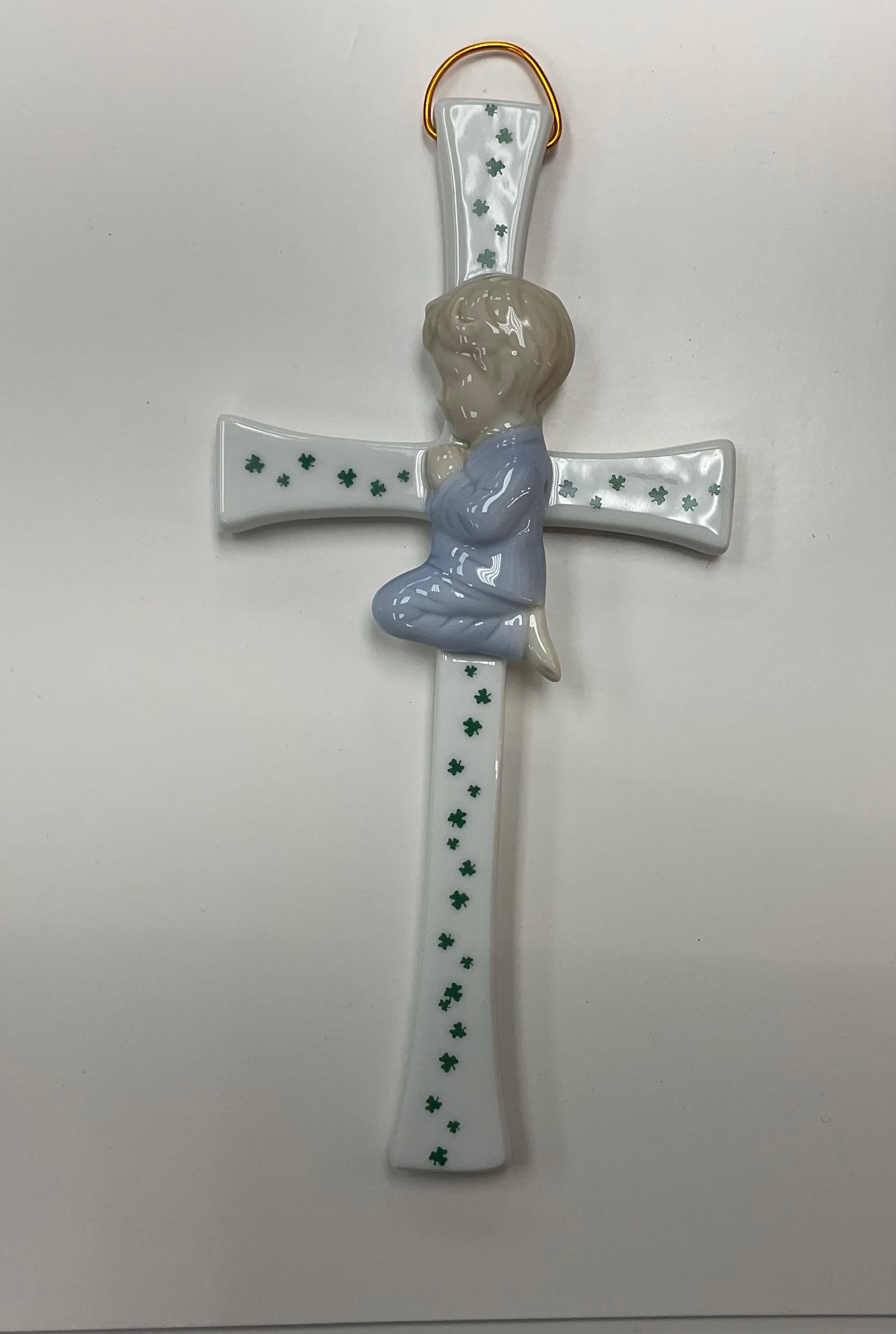 Porcelain Shamrock Cross Praying Child