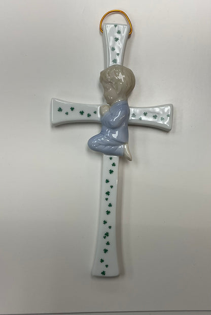 Porcelain Shamrock Cross Praying Child