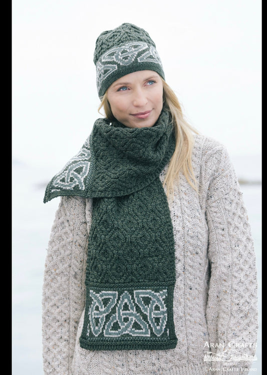 CELTIC JACQUARD SCARF X5478 ARMY GREEN