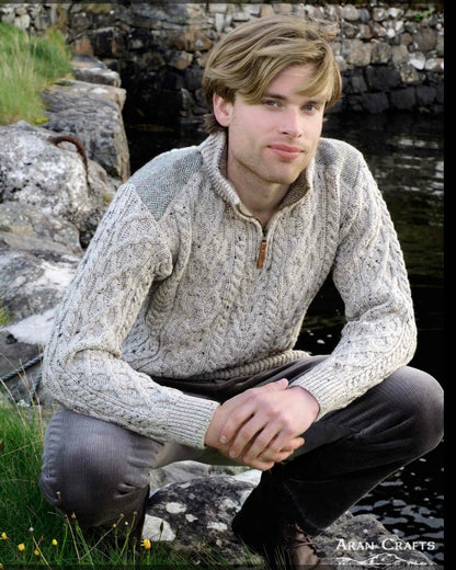 CURRACLOE HALF ZIP SWEATER WITH TWEED PATCH T44