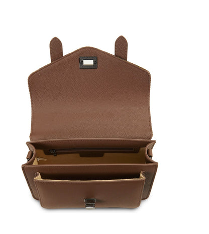 The Leather Medium Satchel- Chestnut Tartan