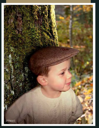 Brown tweed flat cap pf9015