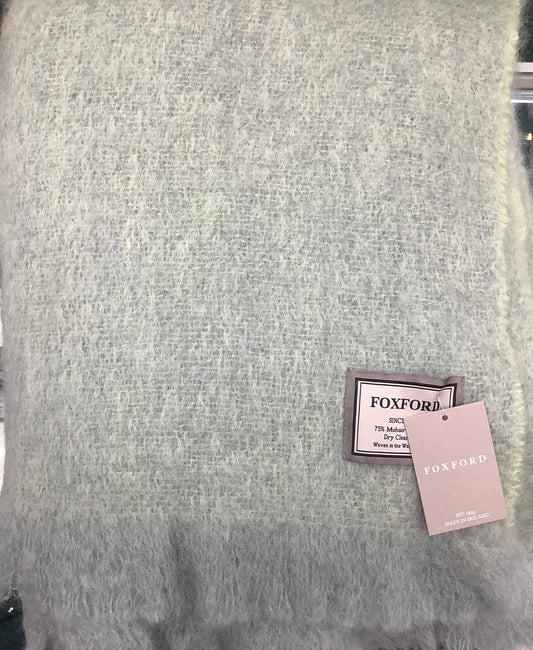 Foxford Mohair Sage green throw