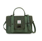 Leather Mini Satchel- Dark green Herringbone