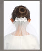 18" veil on comb - Satin flowers with rhinestones T49