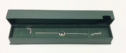 Facet Sterling Silver Claddagh Bracelet with Green Stone BMA75